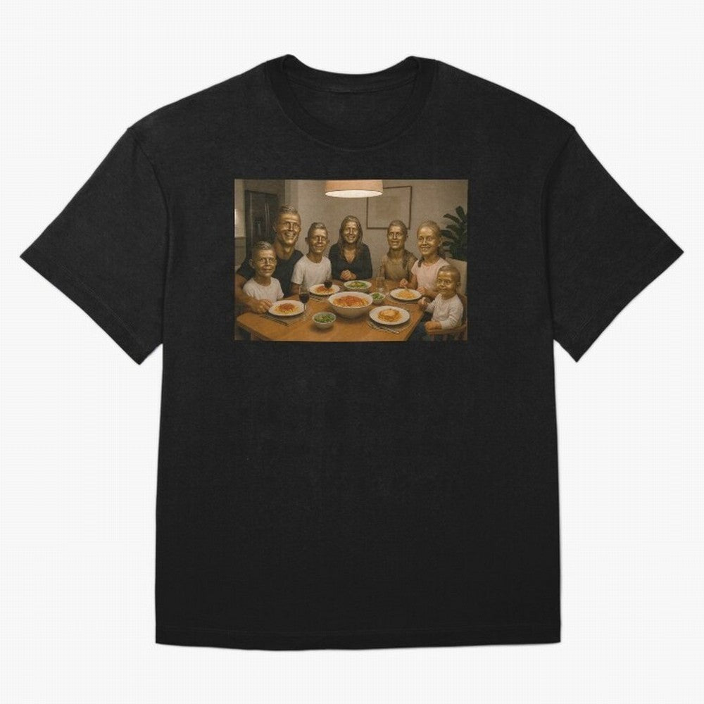 Ronaldo Bust Family Dinner Oversized T-Shirt Keep Football History Alive during Match Day Hype around FIFA World Cup 2026, Messi, CR7 and Mbappe, France and Portugal, Match Day Excitement, Supporter Culture, Golden Goals and Global Football