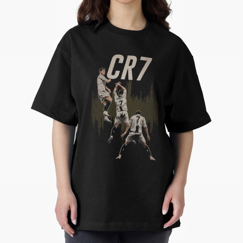 Illustration Ronaldo Design Oversized T-Shirt Make Your Look Match FIFA World Cup 2026 USA Canada Mexico Driven by Cristiano Ronaldo, England and Germany Energy, Vintage Soccer Flavor, Modern Football Stars, National Flags and Final Night Emotion;