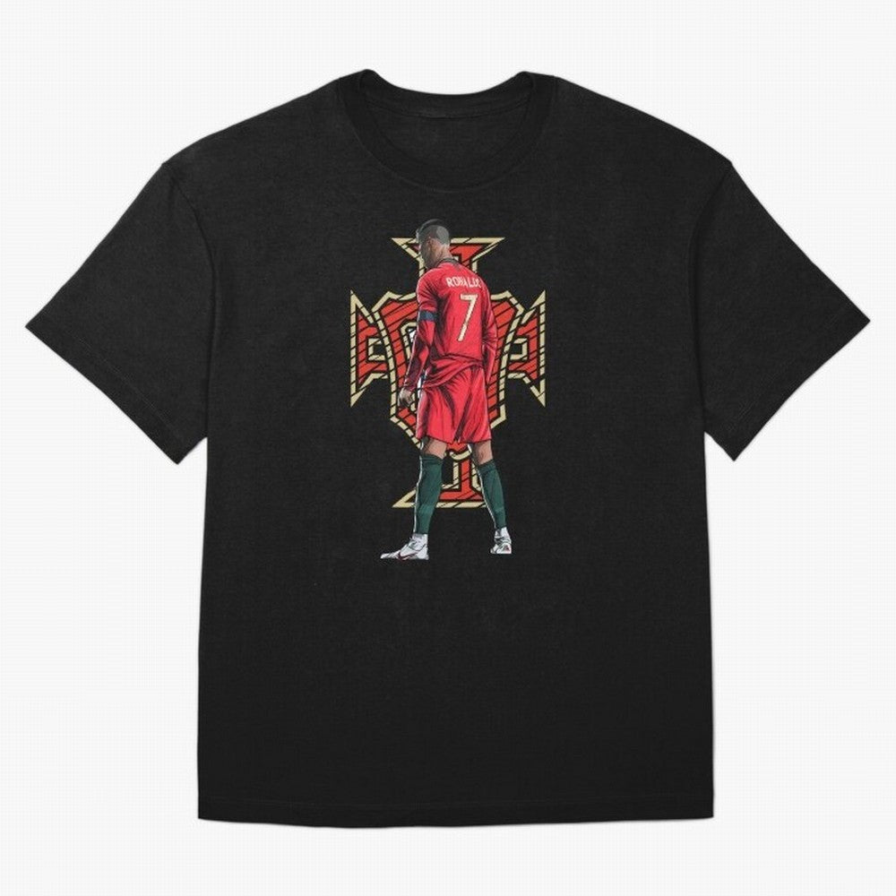 Cristiano Ronaldo Portugal Logo Oversized T-Shirt Spotlight Global Football Passion for FIFA World Cup 2026 USA Canada Mexico, with Messi and Cristiano Ronaldo, England, France and Netherlands, Soccer Culture, Superstar Moments, National Team