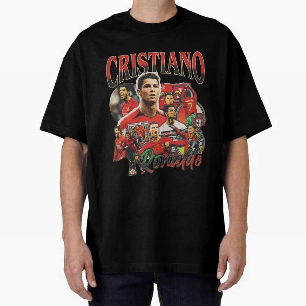 Retro Cristiano Ronaldo Oversized T-Shirt Show Your Stadium Side during Match Day Hype around FIFA World Cup 2026 USA Canada Mexico, Mbappe, Germany, Goal Celebration Energy, Supporter Heritage, Football Icons and Worldwide Tournament Joy; Great