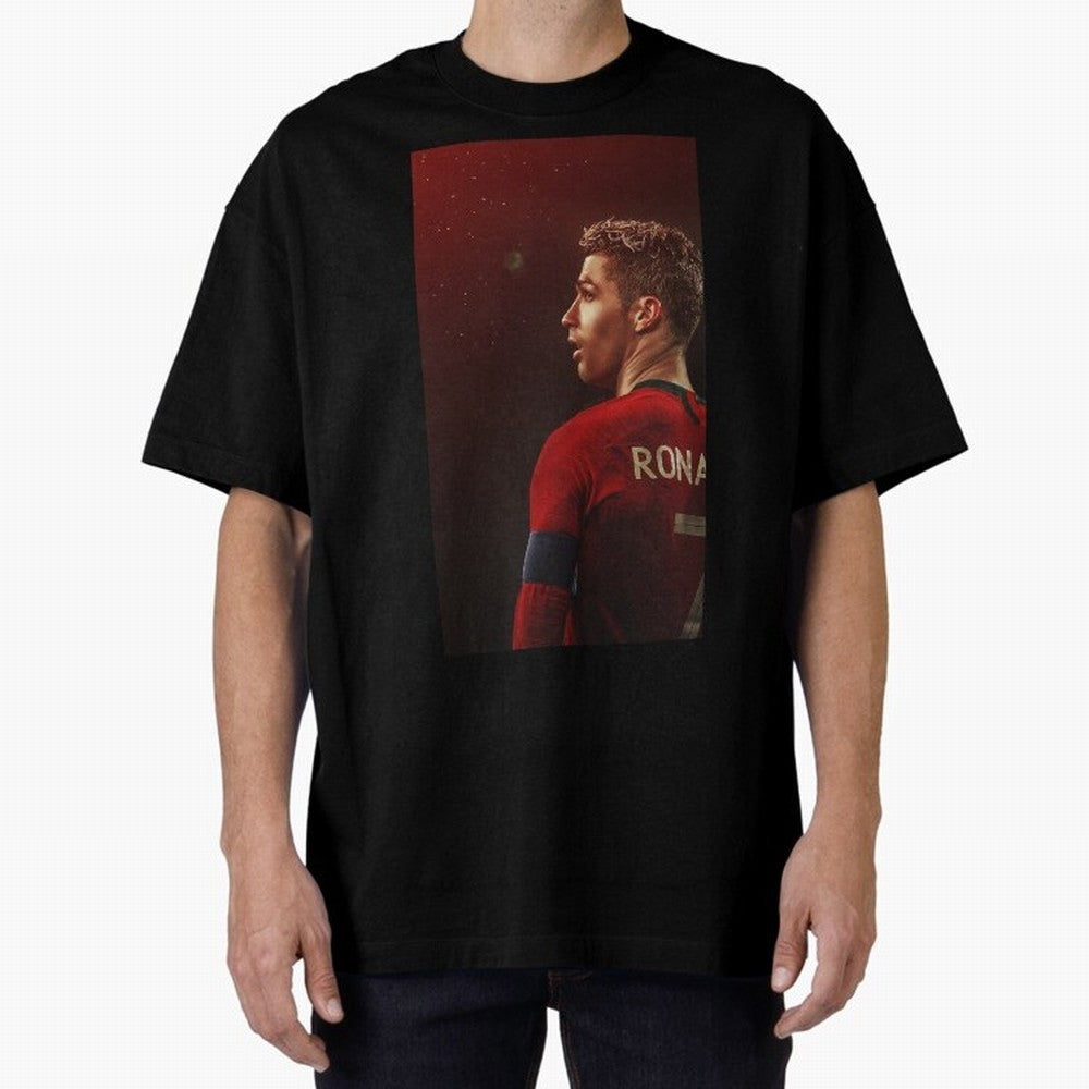 Art Ronaldo Wallpaper Oversized T-Shirt Bring Bold Fan Energy to FIFA World Cup 2026 for Fans of Haaland and Mbappe and Spain, Bringing Classic Soccer Heritage, Championship Pressure, Fan Loyalty and International Pride; Perfect for People Who Love