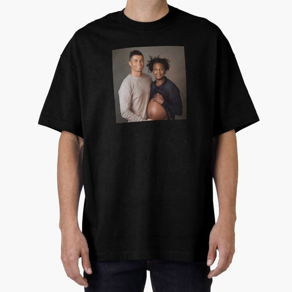 Cristiano Ronaldo and IShowSpeed pregnant. Oversized T-Shirt Stand Proud for FIFA World Cup 2026 USA Canada Mexico for Fans of Neymar, Haaland and Cristiano Ronaldo and Germany, Bringing Game Day Rituals, Football Legends, Country Pride and the