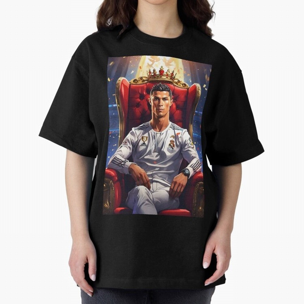 King Cristiano Ronaldo Oversized T-Shirt Celebrate the Stars of Match Day Hype around FIFA World Cup 2026 USA Canada Mexico, Messi, England, France and Netherlands, Match Day Excitement, Supporter Culture, Golden Goals and Global Football Passion;