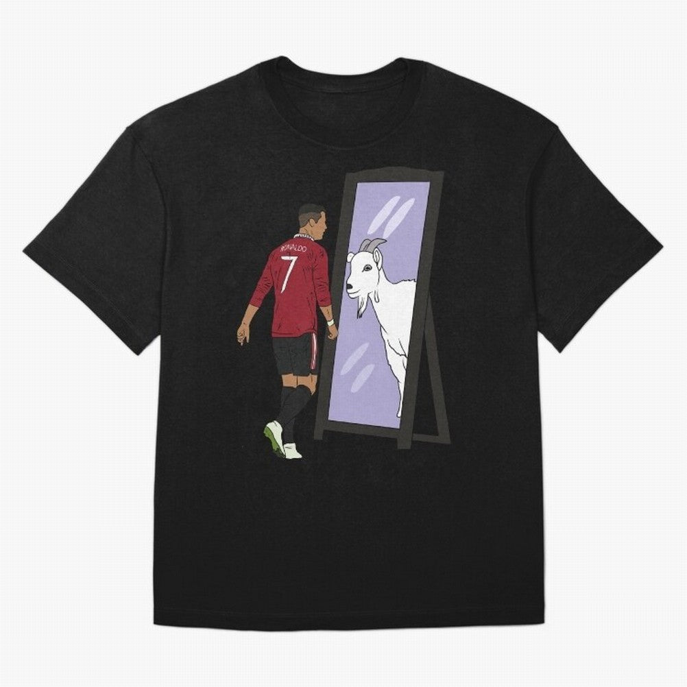 Cristiano Ronaldo Mirror GOAT Oversized T-Shirt Celebrate National Team Dreams in Global Football Passion for FIFA World Cup 2026 Group Stage, Capturing CR7, Brazil, Vintage Soccer Flavor, Modern Football Stars, National Flags and Final Night