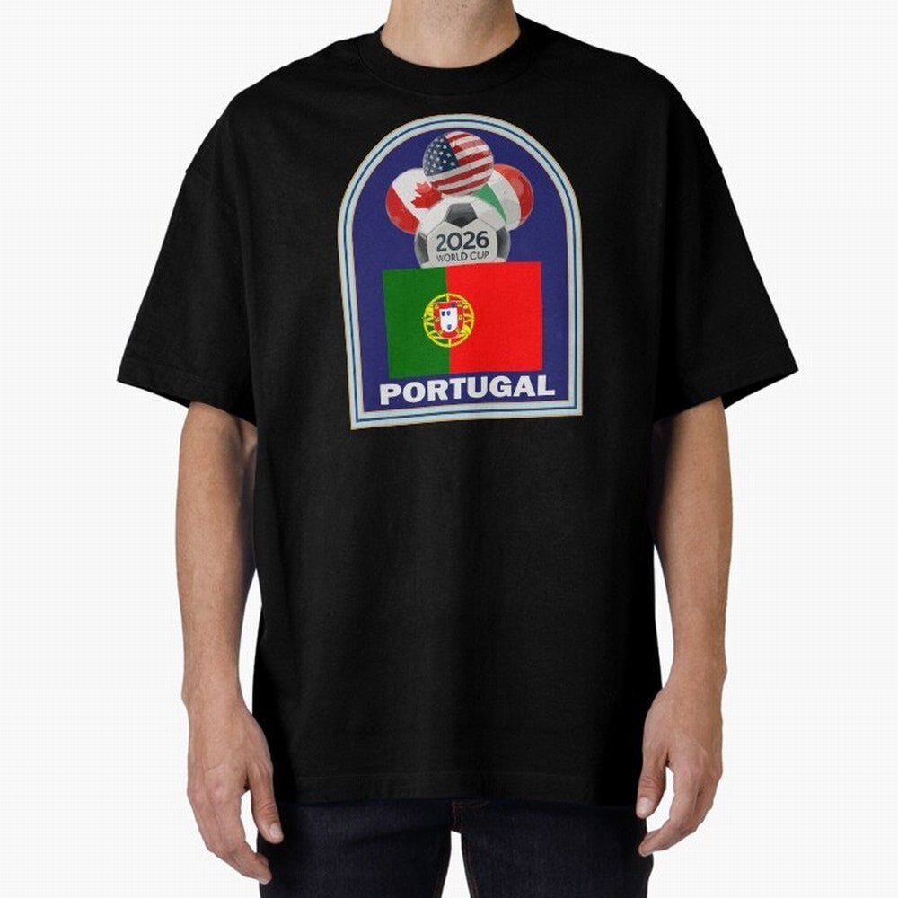 Portugal 2026 Soccer T-shirt Oversized T-Shirt Remember Iconic Moments from Global Football Passion for FIFA World Cup 2026 USA Canada Mexico, Celebrating Mbappe and Neymar, Portugal, Football Festival Excitement, Trophy Ambitions, Country