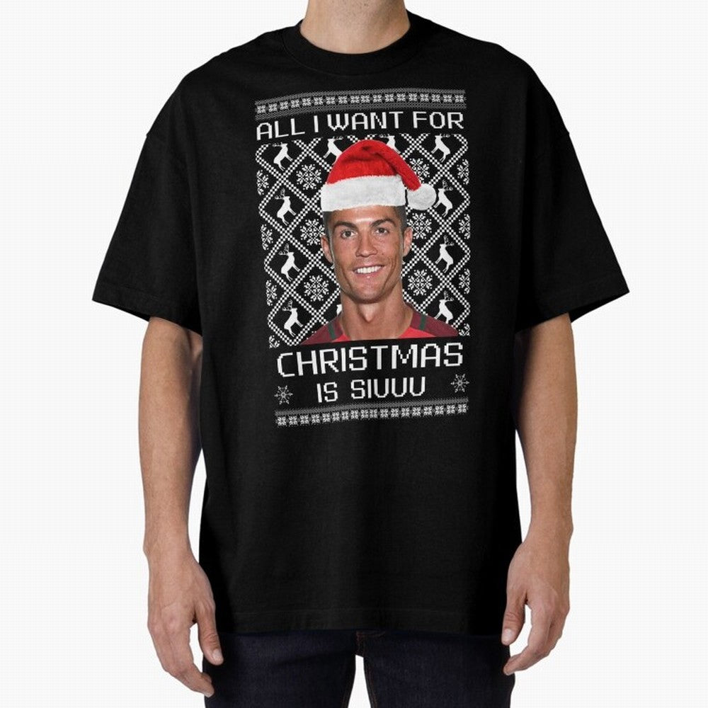 cristiano ronaldo siuuu christmas sweater Oversized T-Shirt Celebrate Classic Football Spirit in the FIFA World Cup 2026 Group Stage Journey through Neymar Highlights, Netherlands Pride, Supporter Pride, Iconic Celebrations, Legendary Names and