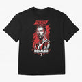 Cristiano Ronaldo CR7 Geometric Vector Portrait Oversized T-Shirt Join Supporters Worldwide for FIFA World Cup 2026 Driven by CR7 and Messi, Argentina, France and Brazil Energy, Classic Soccer Heritage, Championship Pressure, Fan Loyalty and