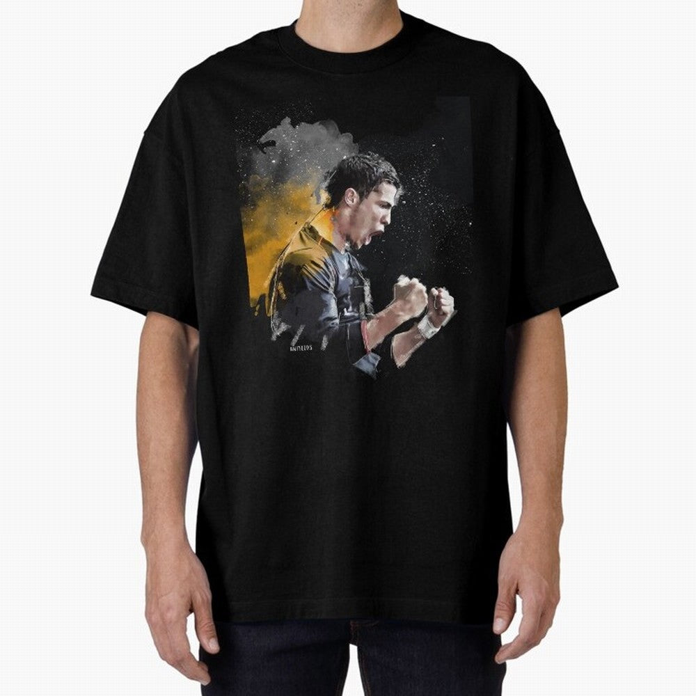 CRISTIANO RONALDO PAINTING Oversized T-Shirt Capture FIFA World Cup 2026 USA Canada Mexico Connected to CR7 and Messi, Brazil, Portugal and Argentina Energy, Champion Mindset, Group Stage Buzz, Knockout Tension and Passionate Fan Culture; Perfect