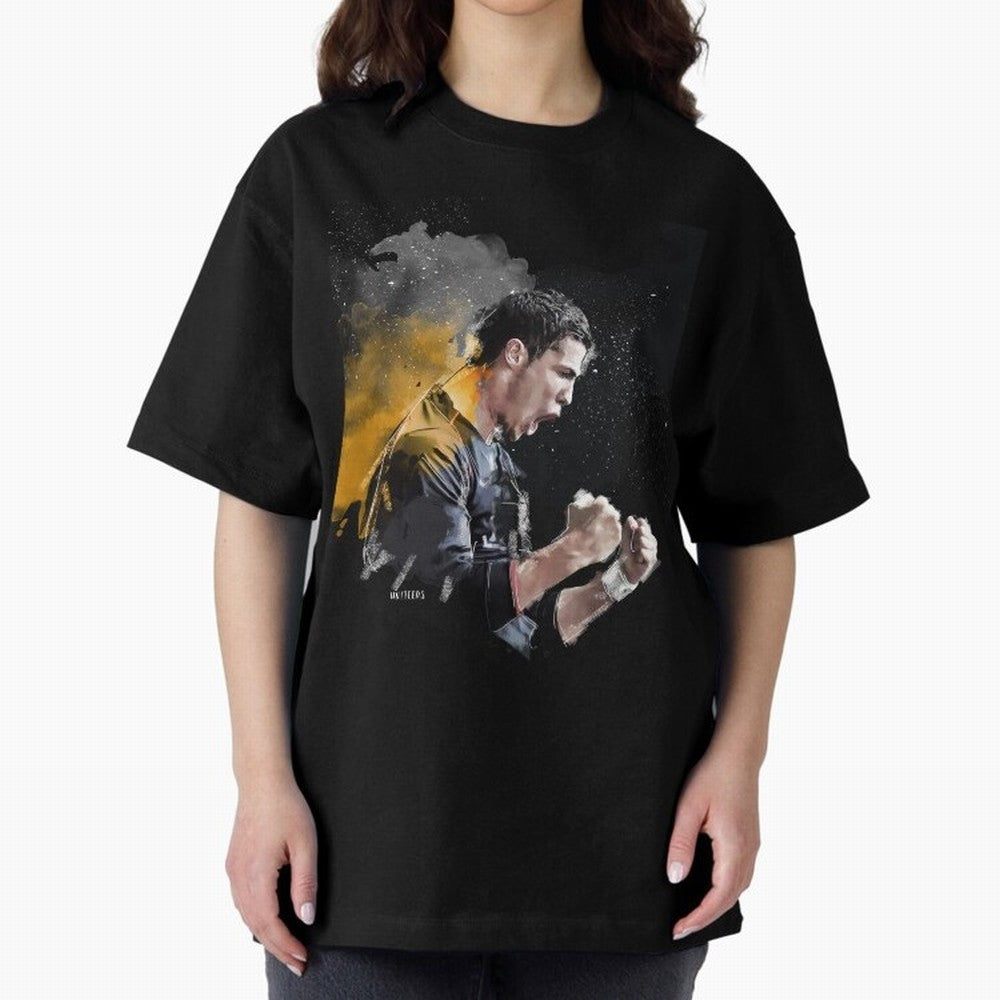 CRISTIANO RONALDO PAINTING Oversized T-Shirt Capture FIFA World Cup 2026 USA Canada Mexico Connected to CR7 and Messi, Brazil, Portugal and Argentina Energy, Champion Mindset, Group Stage Buzz, Knockout Tension and Passionate Fan Culture; Perfect