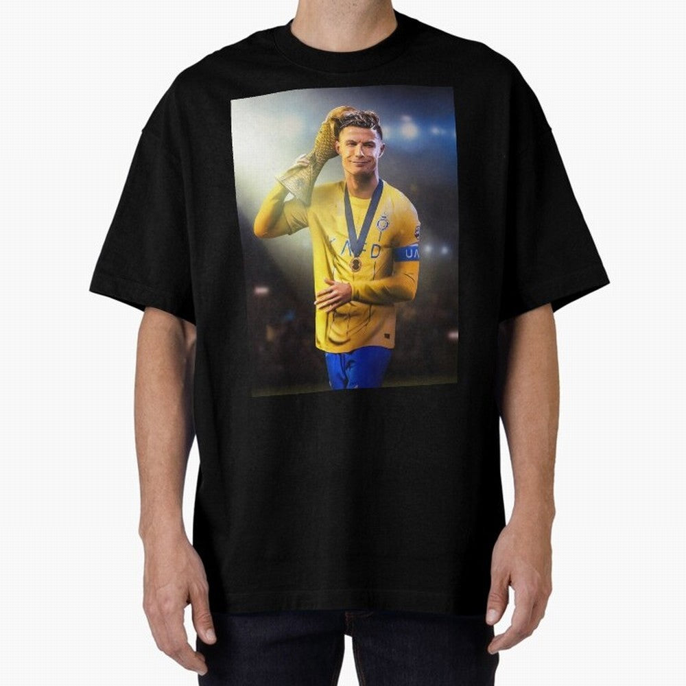 Cristiano Ronaldo Oversized T-Shirt Celebrate the FIFA World Cup 2026 Journey through Cristiano Ronaldo, Haaland and CR7 Highlights, Brazil Pride, Retro Football Energy, Iconic Rivalries, Trophy Chase Drama and Stadium Atmosphere; Ideal for
