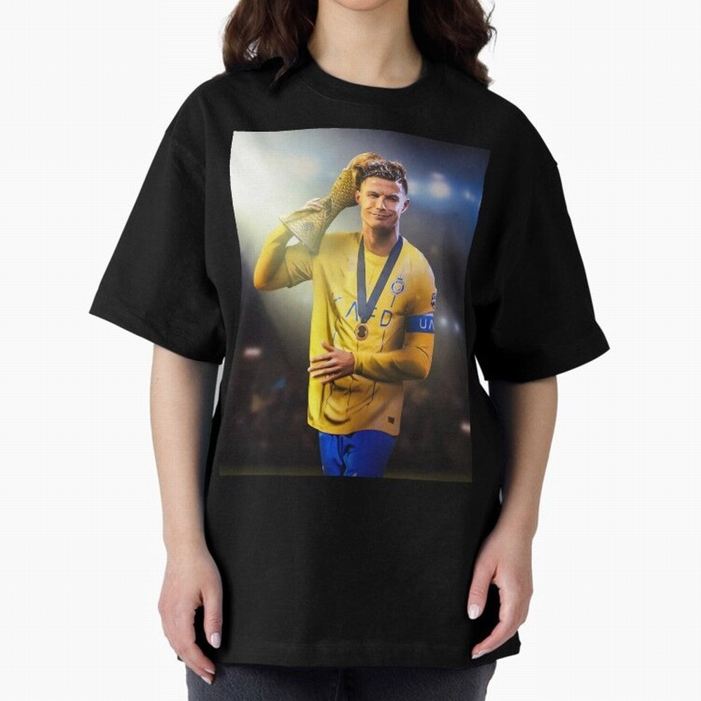 Cristiano Ronaldo Oversized T-Shirt Celebrate the FIFA World Cup 2026 Journey through Cristiano Ronaldo, Haaland and CR7 Highlights, Brazil Pride, Retro Football Energy, Iconic Rivalries, Trophy Chase Drama and Stadium Atmosphere; Ideal for