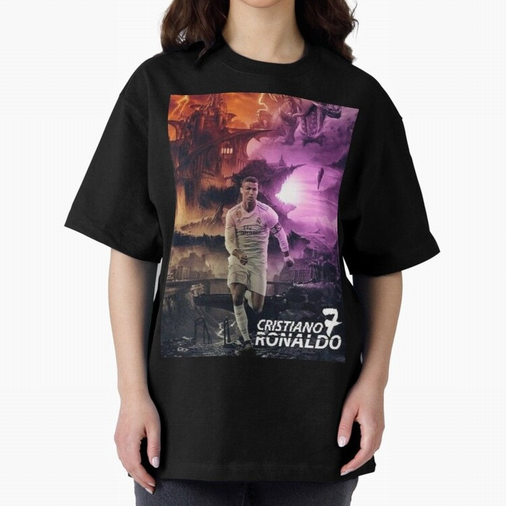 Cristiano Ronaldo | CR7 Design Oversized T-Shirt Celebrate Soccer Greatness during Global Football Passion for FIFA World Cup 2026, Inspired by Messi, Neymar and Mbappe, France, Football Passion, Legendary Performances, Festival Vibes and Supporter