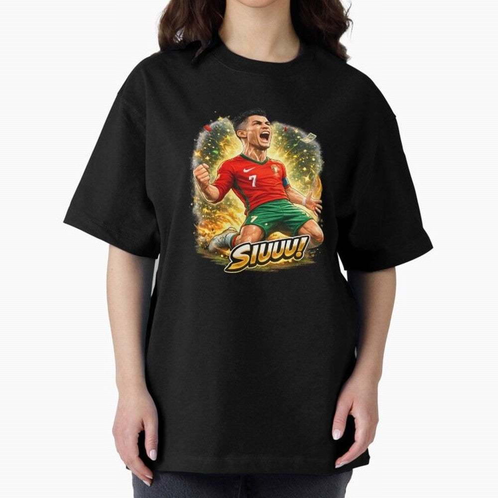 CR7 SIUUU Celebration Cartoon ¨C Legendary Football Goal Celebration Oversized T-Shirt Honor Champions and Dreams in FIFA World Cup 2026 USA Canada Mexico Spirit, Filled with England and Germany, Haaland and Mbappe, Soccer Culture, Superstar
