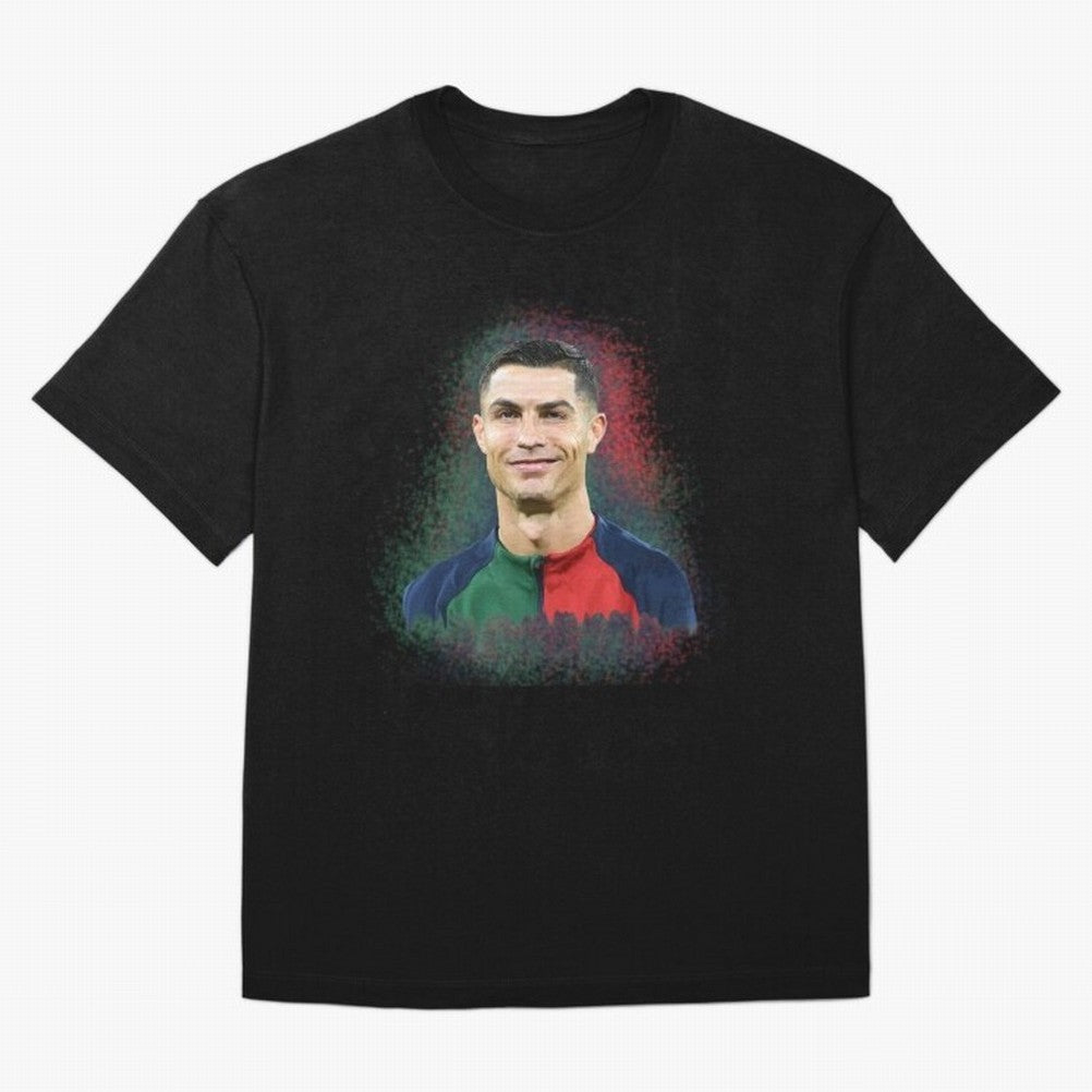 Cristiano Ronaldo digital art Oversized T-Shirt Bring a Vintage Feel to FIFA World Cup 2026 Group Stage Centered on Mbappe, Spain Energy, Sports Nostalgia, International Competition, Famous Players and Unforgettable Victories; Great for Watch