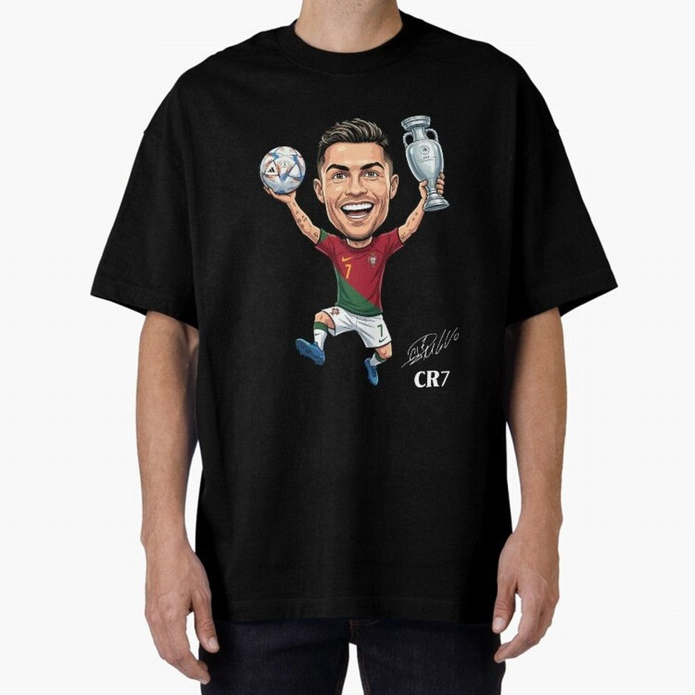 Cristiano Ronaldo Campion Oversized T-Shirt Celebrate Fan Culture around Global Football Passion for FIFA World Cup 2026 USA Canada Mexico, Featuring Messi, Portugal, Spain and Germany, Football Passion, Legendary Performances, Festival Vibes and