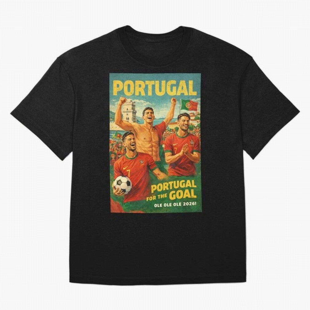 Portugal Lisbon Bel¨¦m Tower Cristiano Ronaldo FIFA World Cup Football Celebration Oversized T-Shirt Elevate the FIFA World Cup 2026 USA Canada Mexico Journey through Messi Highlights, Spain Pride, Supporter Pride, Iconic Celebrations, Legendary