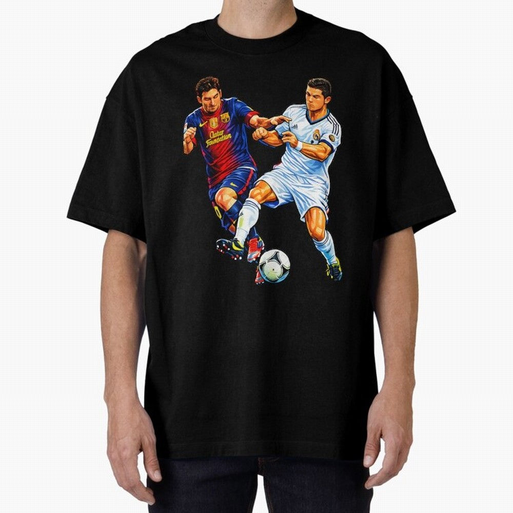 2 GOATS Oversized T-Shirt Celebrate the Stars of the FIFA World Cup 2026 Group Stage Journey through Mbappe and Neymar Highlights, Argentina and Brazil Pride, Tournament Hype, Historic Matchups, Family Viewing Parties and Global Sports Pride;