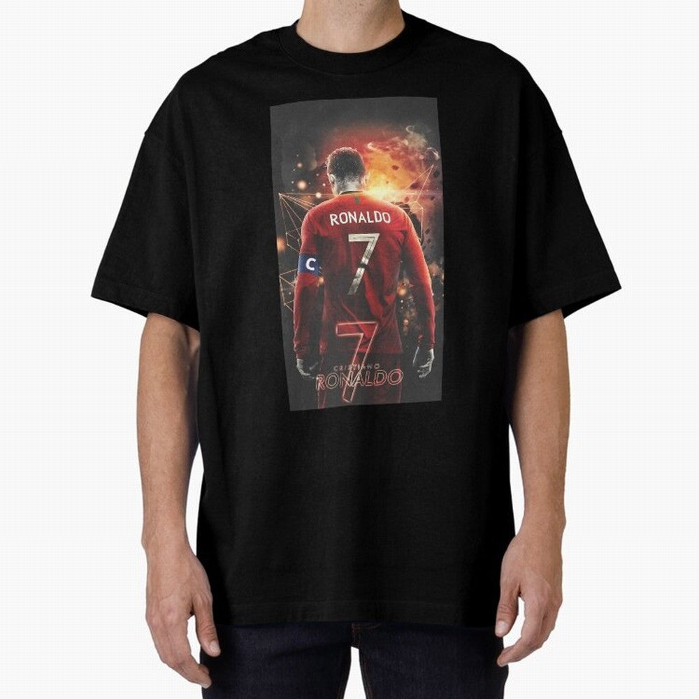 At Back Oversized T-Shirt Experience the Global Stage of FIFA World Cup 2026 USA Canada Mexico for Fans of Messi, CR7 and Mbappe and Portugal, Bringing Match Day Excitement, Supporter Culture, Golden Goals and Global Football Passion; Perfect for