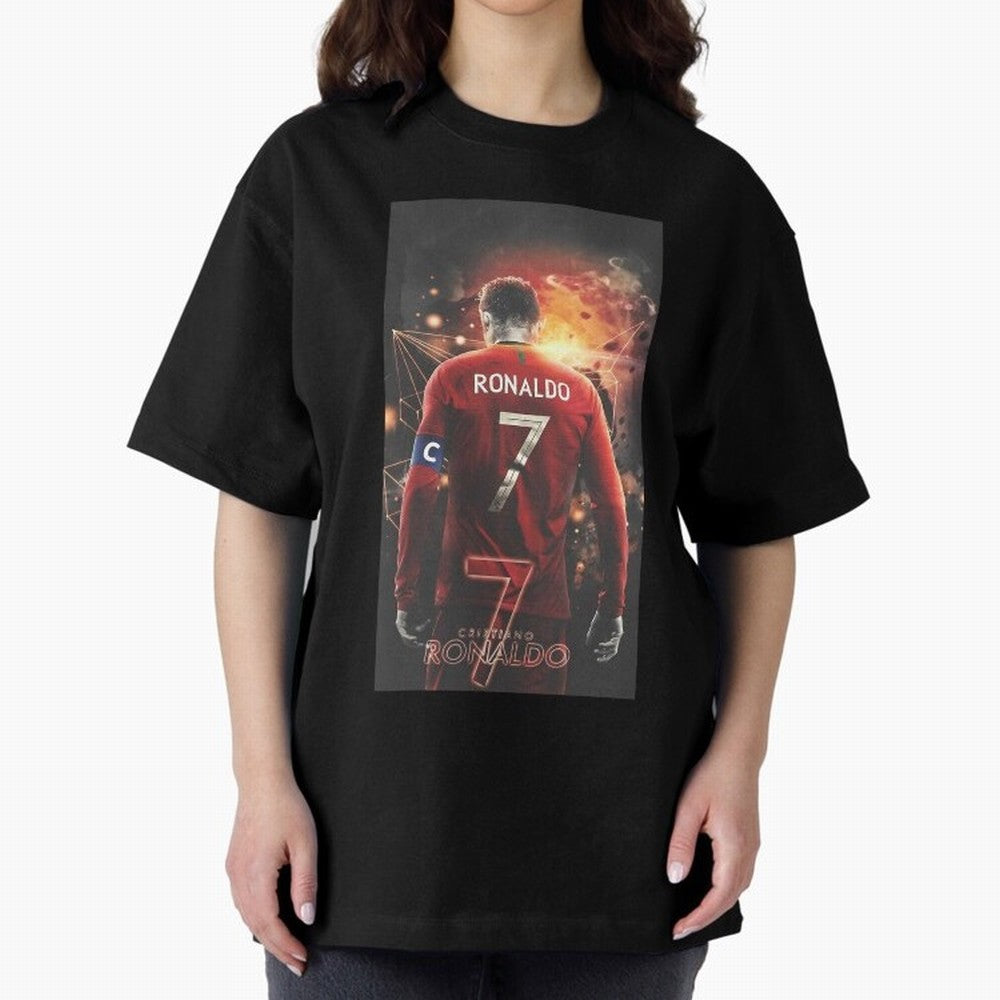 At Back Oversized T-Shirt Experience the Global Stage of FIFA World Cup 2026 USA Canada Mexico for Fans of Messi, CR7 and Mbappe and Portugal, Bringing Match Day Excitement, Supporter Culture, Golden Goals and Global Football Passion; Perfect for
