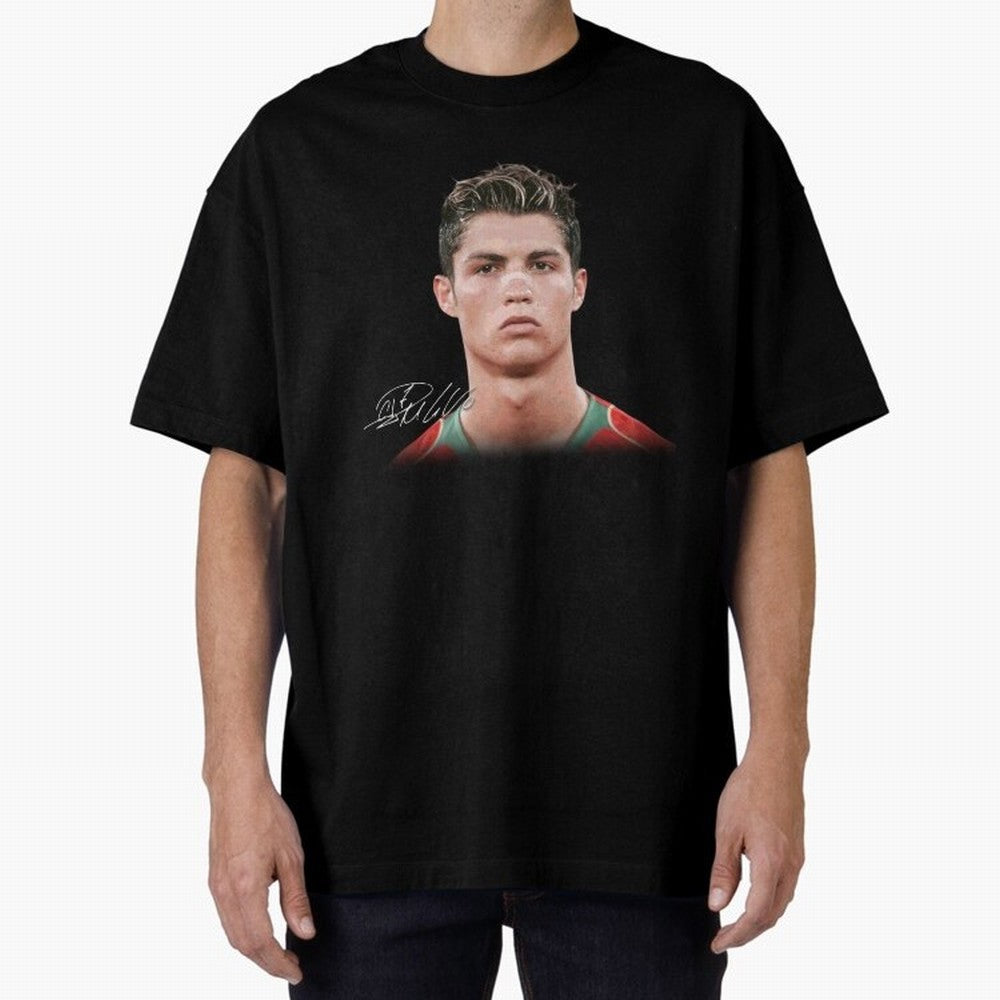 Cristiano Ronaldo T-Shirt Big Face Young Ronaldo Graphic Tee Oversized T-Shirt Bring Bold Fan Energy to FIFA World Cup 2026 Inspired by Cristiano Ronaldo, Haaland and CR7, France Energy, Football History, Final Match Energy, Crowd Noise and Once in