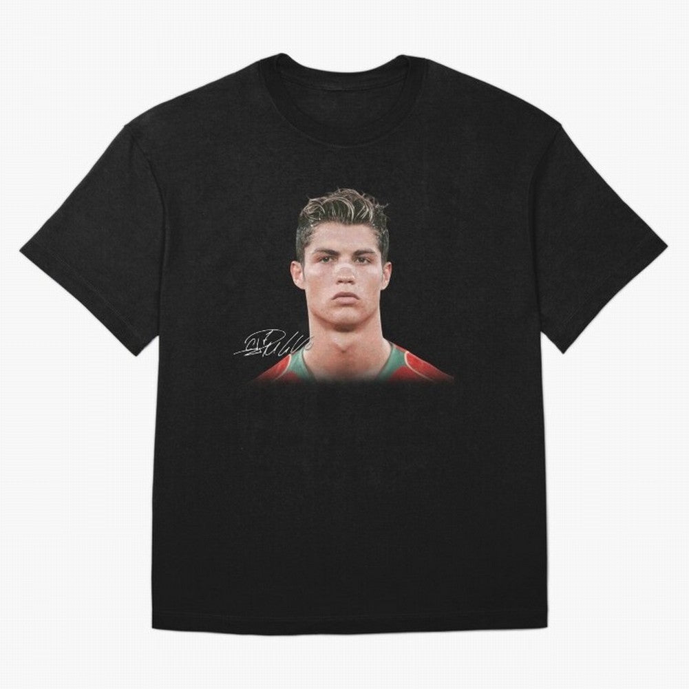 Cristiano Ronaldo T-Shirt Big Face Young Ronaldo Graphic Tee Oversized T-Shirt Bring Bold Fan Energy to FIFA World Cup 2026 Inspired by Cristiano Ronaldo, Haaland and CR7, France Energy, Football History, Final Match Energy, Crowd Noise and Once in