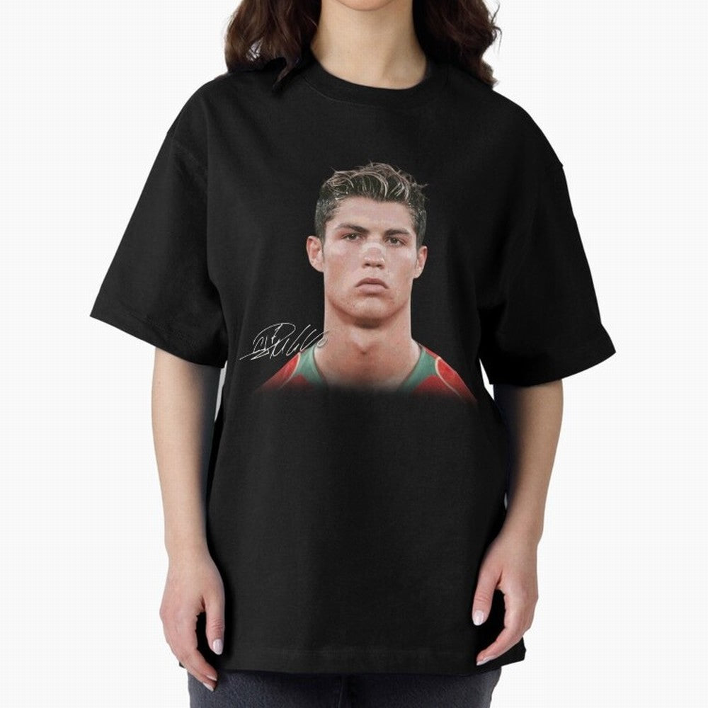 Cristiano Ronaldo T-Shirt Big Face Young Ronaldo Graphic Tee Oversized T-Shirt Bring Bold Fan Energy to FIFA World Cup 2026 Inspired by Cristiano Ronaldo, Haaland and CR7, France Energy, Football History, Final Match Energy, Crowd Noise and Once in