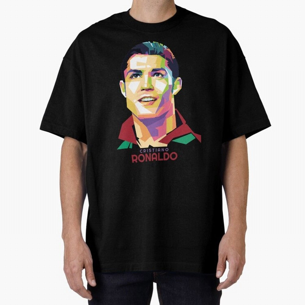 Geometric Celebrity Cristiano Ronaldo Oversized T-Shirt Fuel FIFA World Cup 2026 Capturing Messi, Neymar and Mbappe, Spain Energy, Football History, Final Match Energy, Crowd Noise and Once in a Lifetime Moments; Made for Collectors Who Enjoy