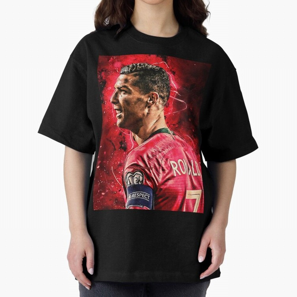 R-o-n-a-l-d-o Design Wallpaper Oversized T-Shirt Back Your Heroes with FIFA World Cup 2026 Inspired by Neymar, France and Portugal Energy, Retro Football Energy, Iconic Rivalries, Trophy Chase Drama and Stadium Atmosphere; Perfect for Supporters