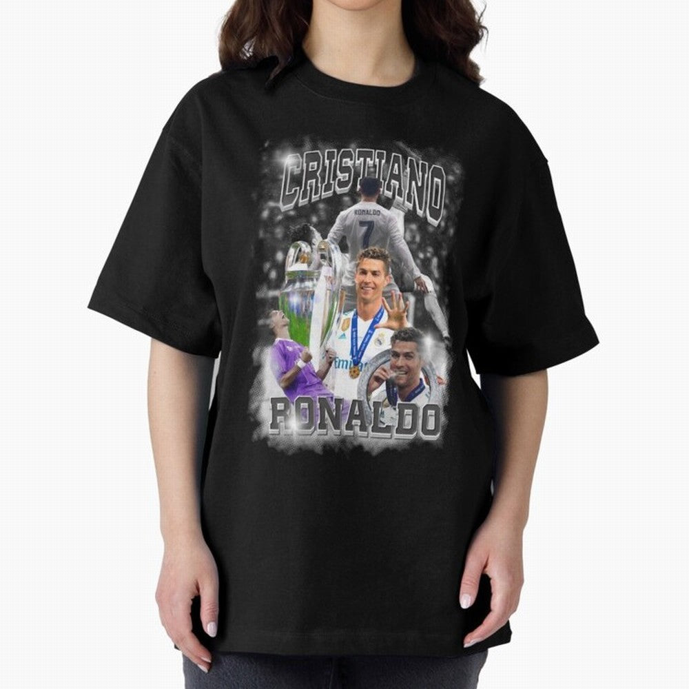Cristiano Ronaldo Oversized T-Shirt Relive Legendary Nights from FIFA World Cup 2026 Group Stage for Fans of CR7 and Messi and Spain and Netherlands, Bringing Sports Nostalgia, International Competition, Famous Players and Unforgettable Victories;