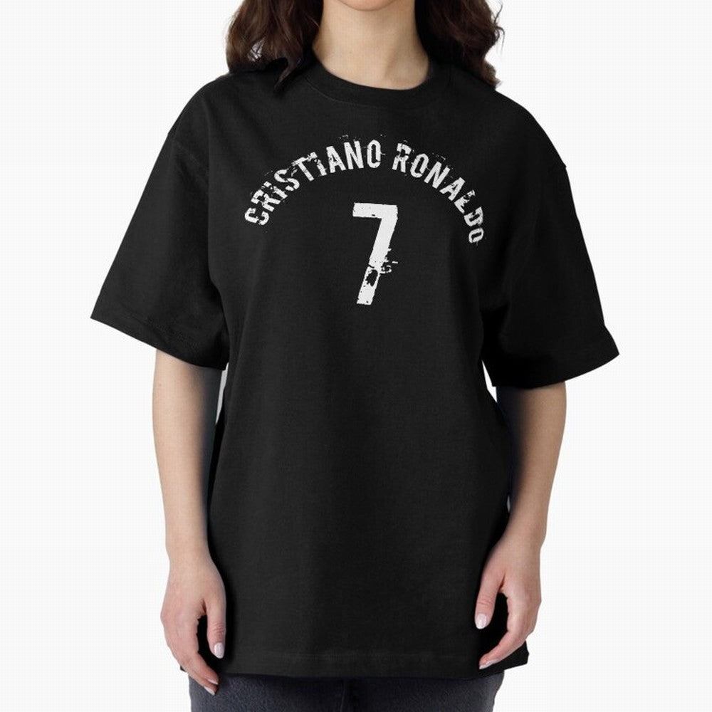 Cristiano Ronaldo 7 Oversized T-Shirt Honor Football Greatness during Global Football Passion for FIFA World Cup 2026 Group Stage, Highlighting Neymar, Portugal, Spain and Germany, Football Festival Excitement, Trophy Ambitions, Country Rivalries