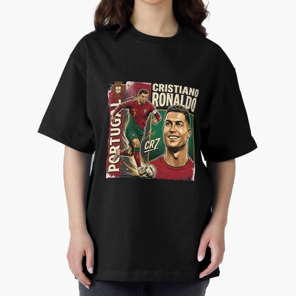 Ronaldo Portugal Vintage Oversized T-Shirt Celebrate National Team Dreams in FIFA World Cup 2026 Group Stage Spirit, Made for Portugal, Spain and Germany, Messi and Cristiano Ronaldo, Championship Spirit, Famous Goals, Roaring Crowds and