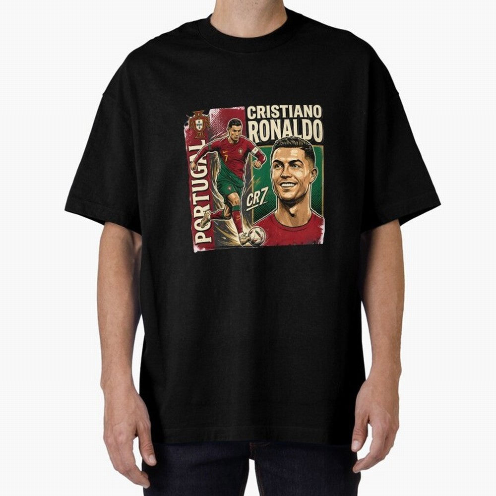 Ronaldo Portugal Vintage Oversized T-Shirt Celebrate National Team Dreams in FIFA World Cup 2026 Group Stage Spirit, Made for Portugal, Spain and Germany, Messi and Cristiano Ronaldo, Championship Spirit, Famous Goals, Roaring Crowds and