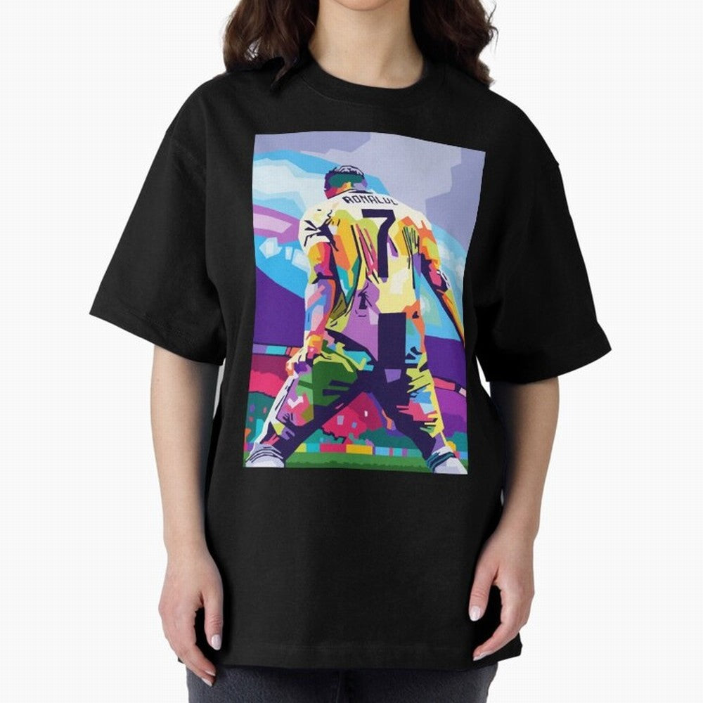 Cristiano Ronaldo Celebration Wpap Pop Art Oversized T-Shirt Keep the Legacy of Match Day Hype around FIFA World Cup 2026 Group Stage, Messi, Neymar and Mbappe, Brazil, Portugal and Argentina, Tournament Hype, Historic Matchups, Family Viewing