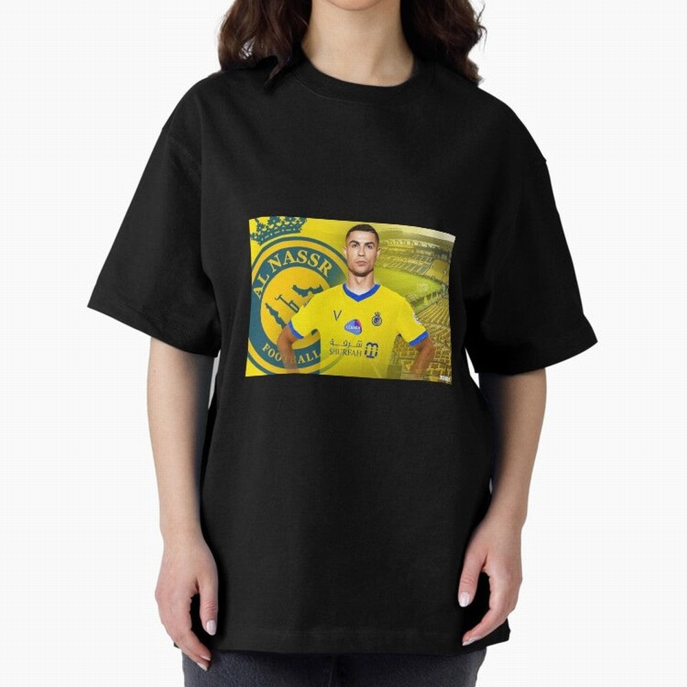 AL NASSR CRISTIANO RONALDO Oversized T-Shirt Share Global Football Passion for FIFA World Cup 2026 USA Canada Mexico, Inspired by Neymar, Germany, Vintage Soccer Flavor, Modern Football Stars, National Flags and Final Night Emotion; Made for
