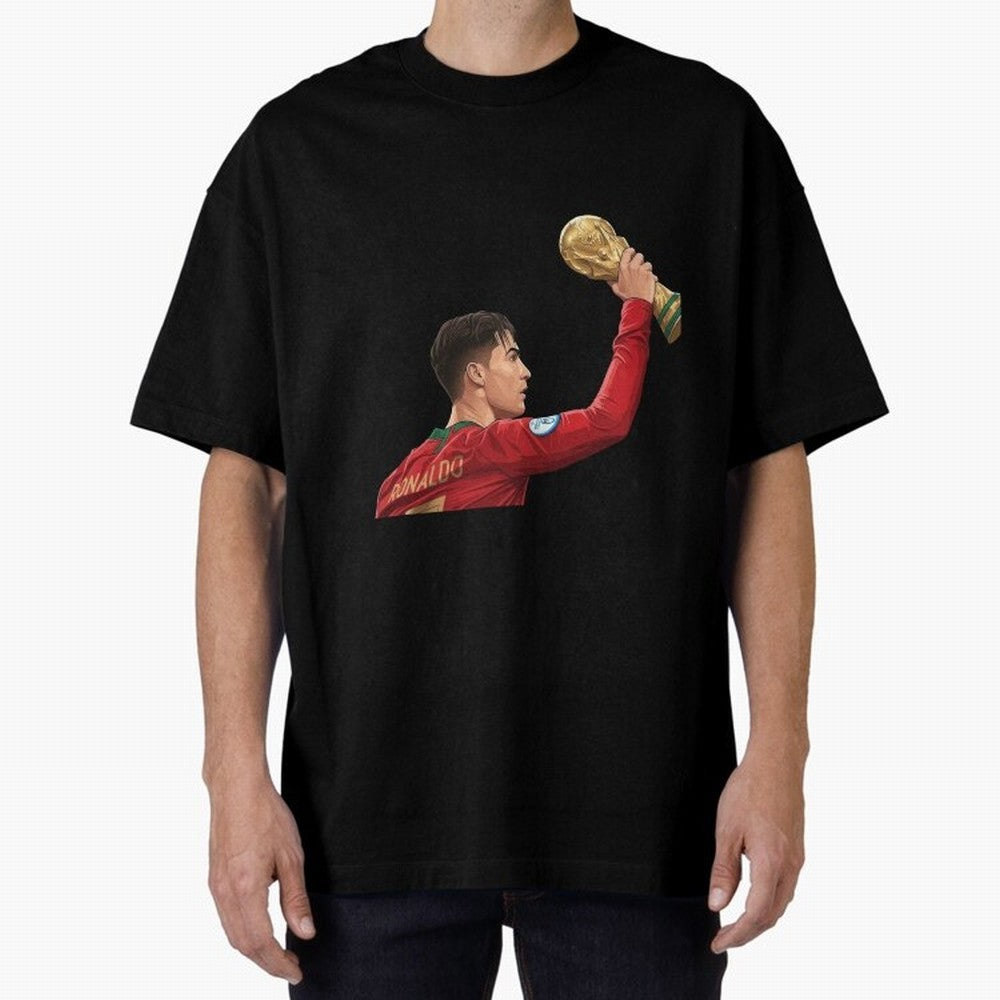 Cristiano Ronaldo Oversized T-Shirt Fuel Your Fan Pride for FIFA World Cup 2026 Spirit, Capturing France, Cristiano Ronaldo, Retro Football Energy, Iconic Rivalries, Trophy Chase Drama and Stadium Atmosphere; Great for Watch Parties, Sports Bars,