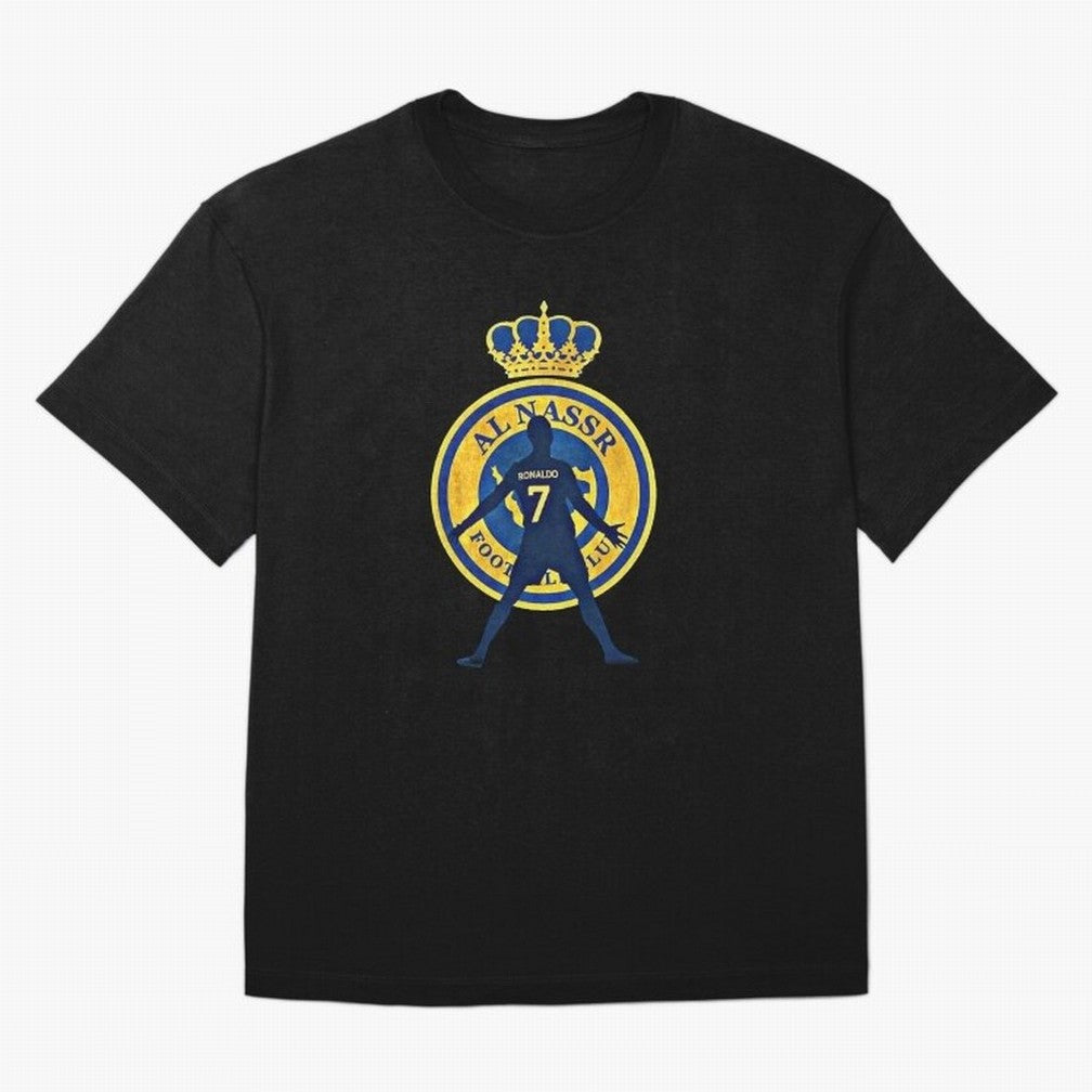 Cristiano Ronaldo T-shirt at Al-Nasr Saudi Club Oversized T-Shirt Relive Legendary Nights from FIFA World Cup 2026 Featuring Haaland and Mbappe, Portugal Energy, Vintage Soccer Flavor, Modern Football Stars, National Flags and Final Night Emotion;