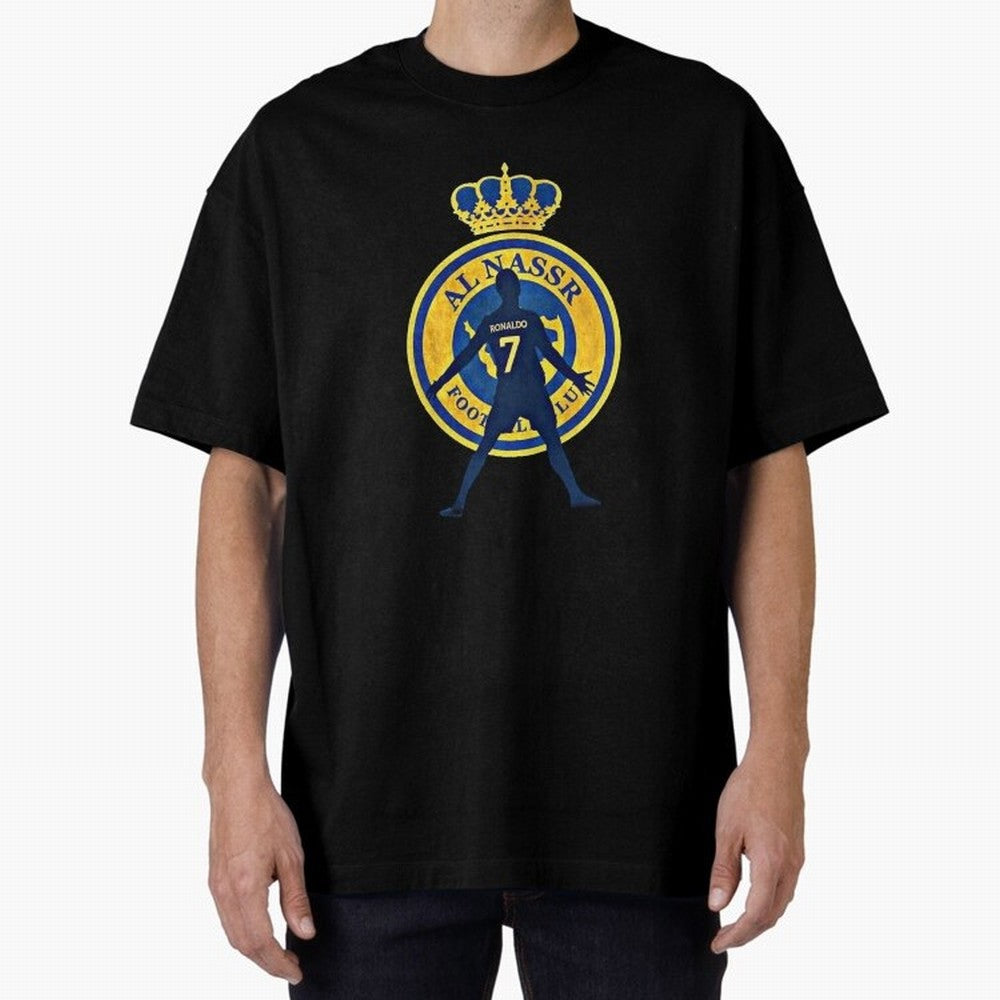 Cristiano Ronaldo T-shirt at Al-Nasr Saudi Club Oversized T-Shirt Relive Legendary Nights from FIFA World Cup 2026 Featuring Haaland and Mbappe, Portugal Energy, Vintage Soccer Flavor, Modern Football Stars, National Flags and Final Night Emotion;