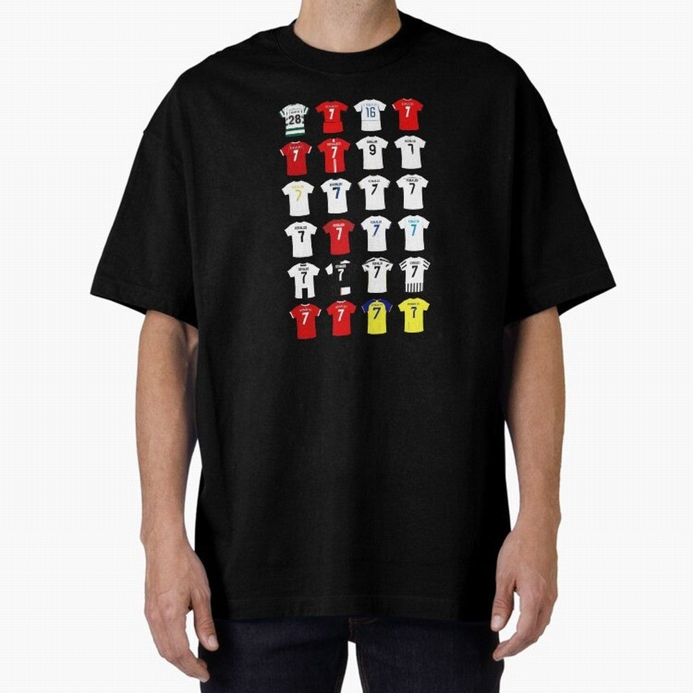 Cristiano Ronaldo Football Shirt Oversized T-Shirt Showcase the FIFA World Cup 2026 USA Canada Mexico Journey through Messi Highlights, England and Germany Pride, Soccer Culture, Superstar Moments, National Team Dreams and Competitive Fire; Perfect