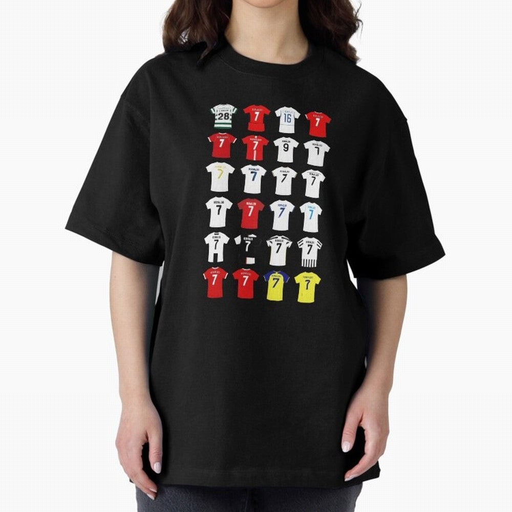 Cristiano Ronaldo Football Shirt Oversized T-Shirt Showcase the FIFA World Cup 2026 USA Canada Mexico Journey through Messi Highlights, England and Germany Pride, Soccer Culture, Superstar Moments, National Team Dreams and Competitive Fire; Perfect