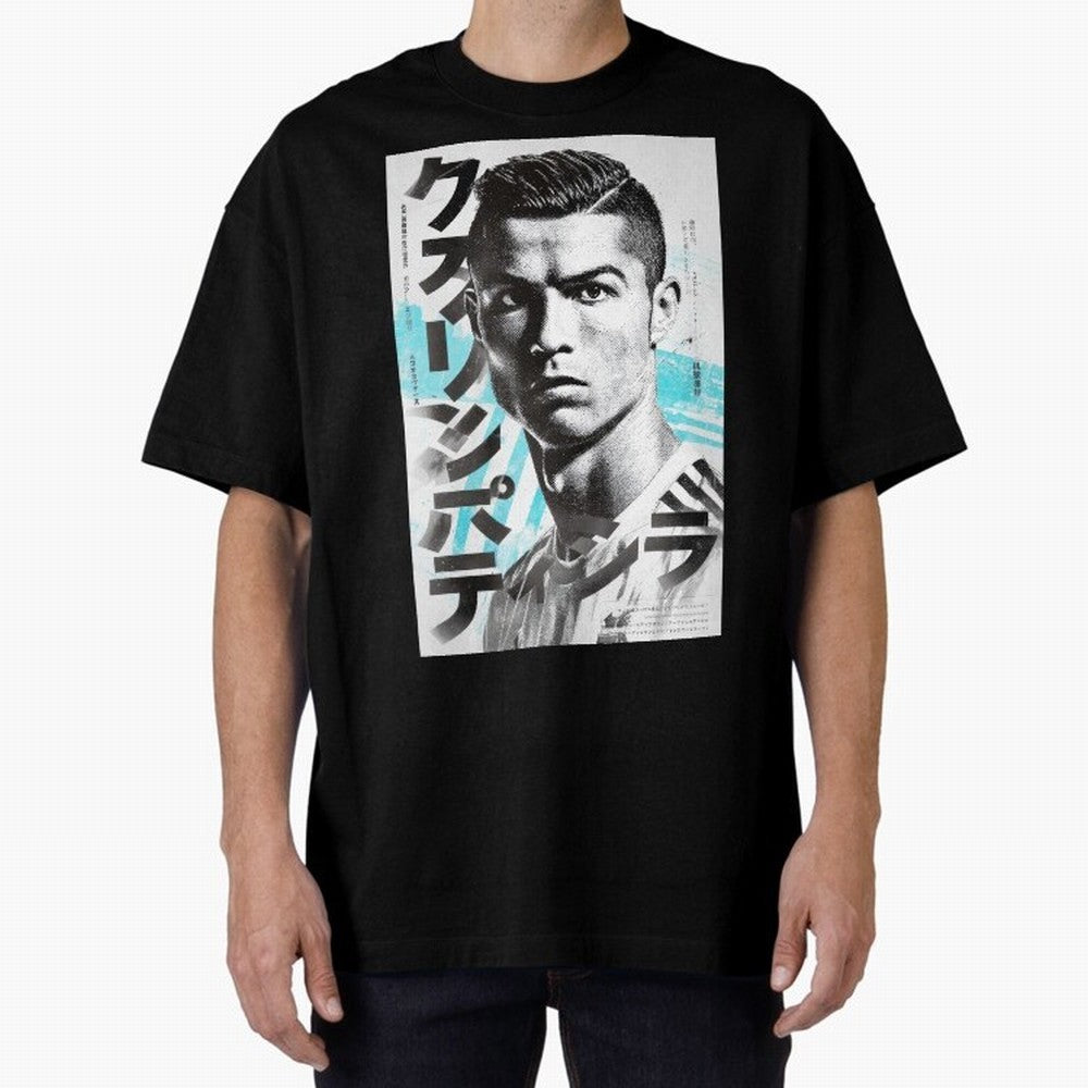 Cristiano Japanese Poster Oversized T-Shirt Bring Bold Fan Energy to FIFA World Cup 2026 USA Canada Mexico Spirit, Driven by Netherlands, CR7 and Messi, Football Passion, Legendary Performances, Festival Vibes and Supporter Community; Perfect for