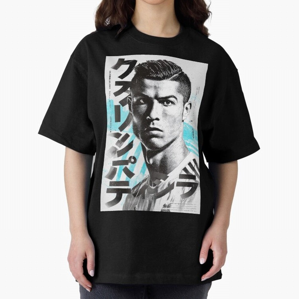 Cristiano Japanese Poster Oversized T-Shirt Bring Bold Fan Energy to FIFA World Cup 2026 USA Canada Mexico Spirit, Driven by Netherlands, CR7 and Messi, Football Passion, Legendary Performances, Festival Vibes and Supporter Community; Perfect for