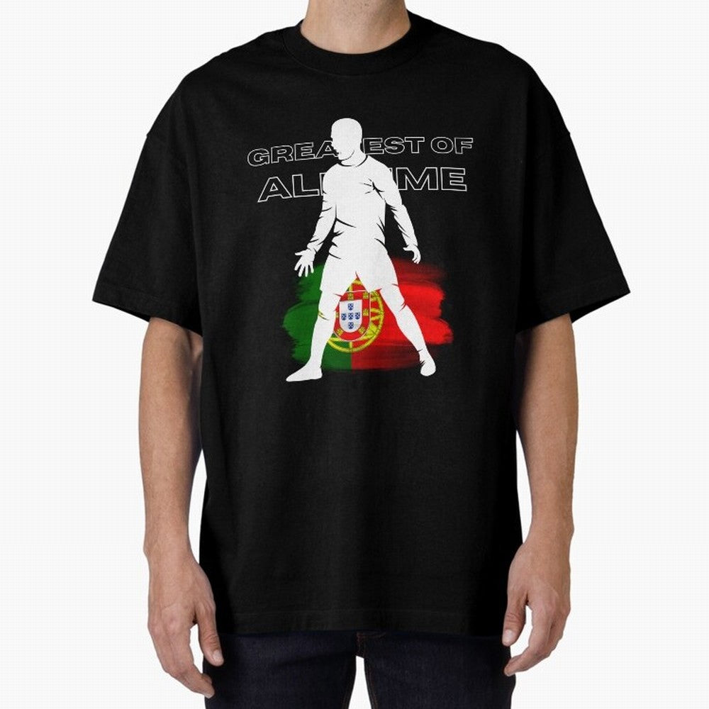 Cristiano Ronaldo Portugal Greatest Of All Time Oversized T-Shirt Support Iconic Players in FIFA World Cup 2026 USA Canada Mexico for Fans of Messi, Neymar and Mbappe and Germany, Bringing Global Supporter Spirit, Legendary Goals, National Colors