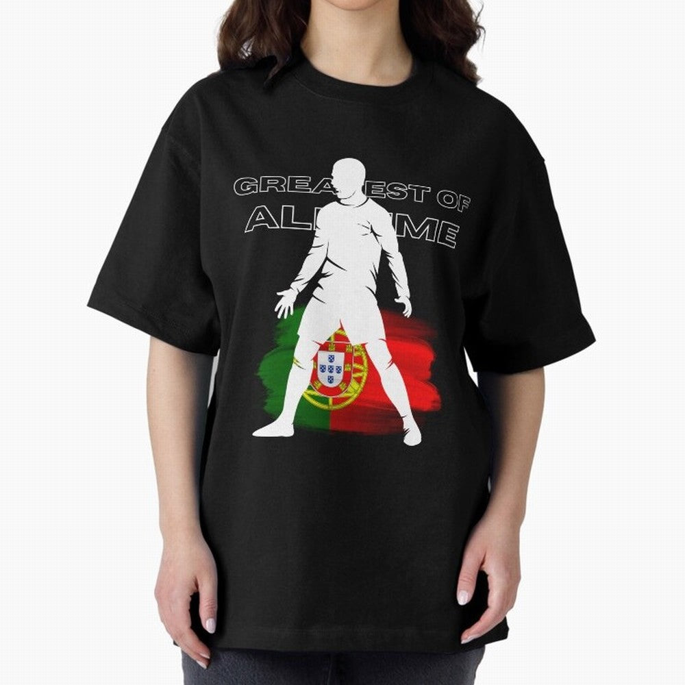 Cristiano Ronaldo Portugal Greatest Of All Time Oversized T-Shirt Support Iconic Players in FIFA World Cup 2026 USA Canada Mexico for Fans of Messi, Neymar and Mbappe and Germany, Bringing Global Supporter Spirit, Legendary Goals, National Colors