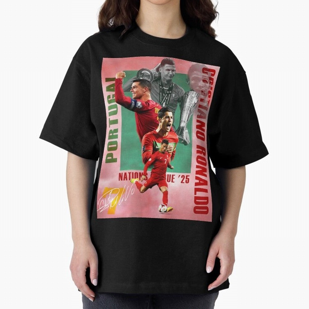 Cristiano Ronaldo Portugal Football Legend Oversized T-Shirt Experience the Global Stage of FIFA World Cup 2026 for Fans of Messi and Cristiano Ronaldo and England, Bringing Game Day Rituals, Football Legends, Country Pride and the Road to the