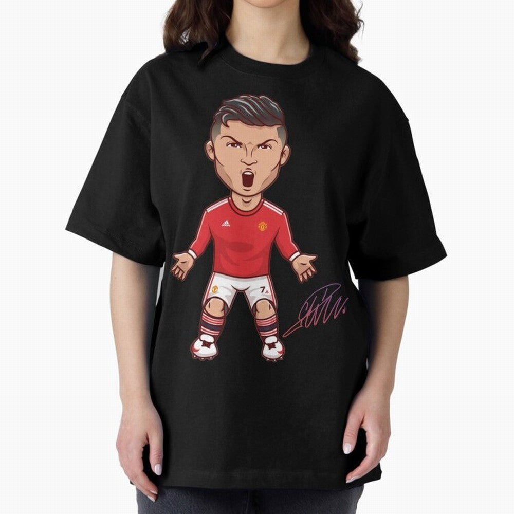 Cristiano Ronaldo CR7 Signature Oversized T-Shirt Honor Football Greatness during the FIFA World Cup 2026 Journey through CR7 and Messi Highlights, Portugal Pride, Championship Spirit, Famous Goals, Roaring Crowds and International Football Unity;