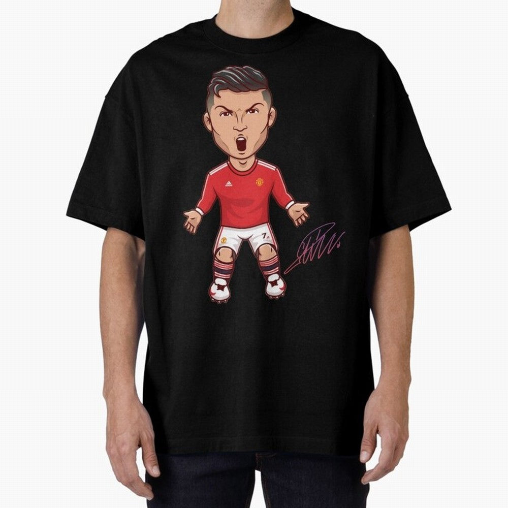 Cristiano Ronaldo CR7 Signature Oversized T-Shirt Honor Football Greatness during the FIFA World Cup 2026 Journey through CR7 and Messi Highlights, Portugal Pride, Championship Spirit, Famous Goals, Roaring Crowds and International Football Unity;