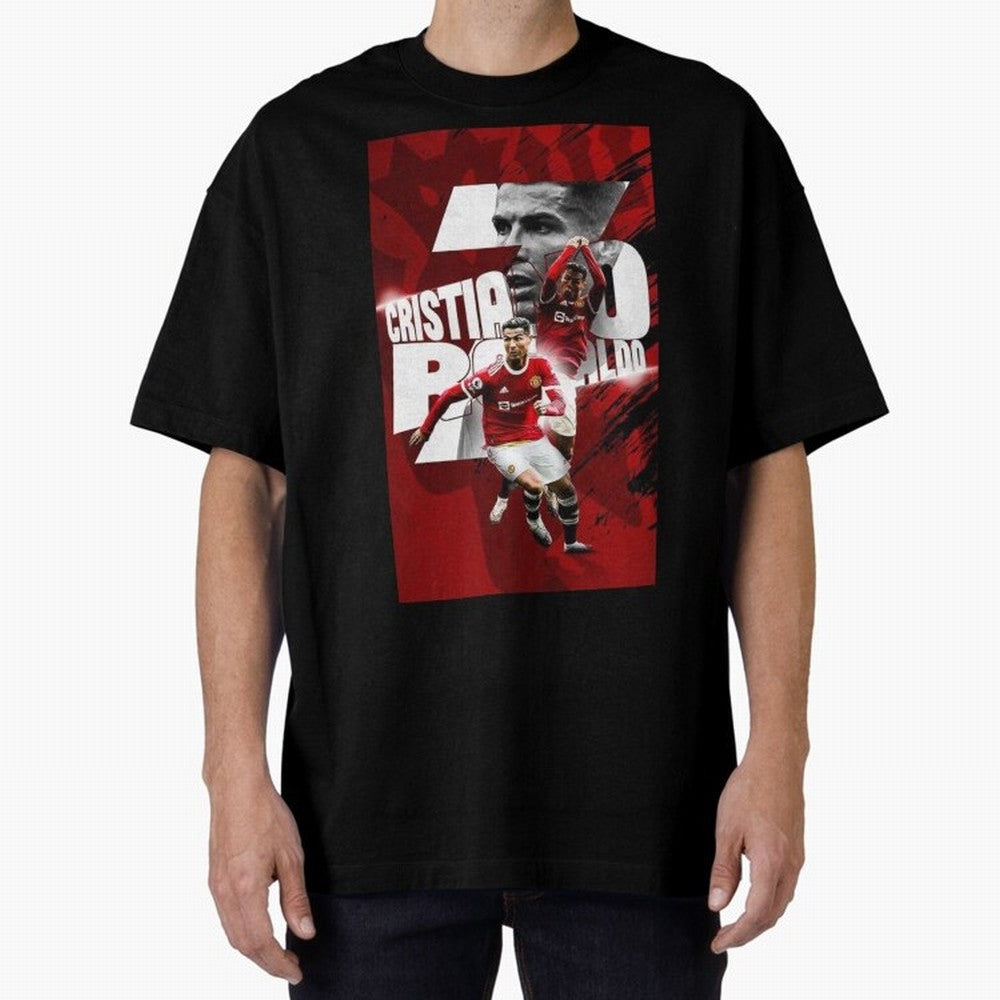 Cristiano Ronaldo Illustration Oversized T-Shirt Support Iconic Players in FIFA World Cup 2026 Group Stage for Fans of Mbappe and Neymar and Netherlands, Bringing Goal Celebration Energy, Supporter Heritage, Football Icons and Worldwide Tournament