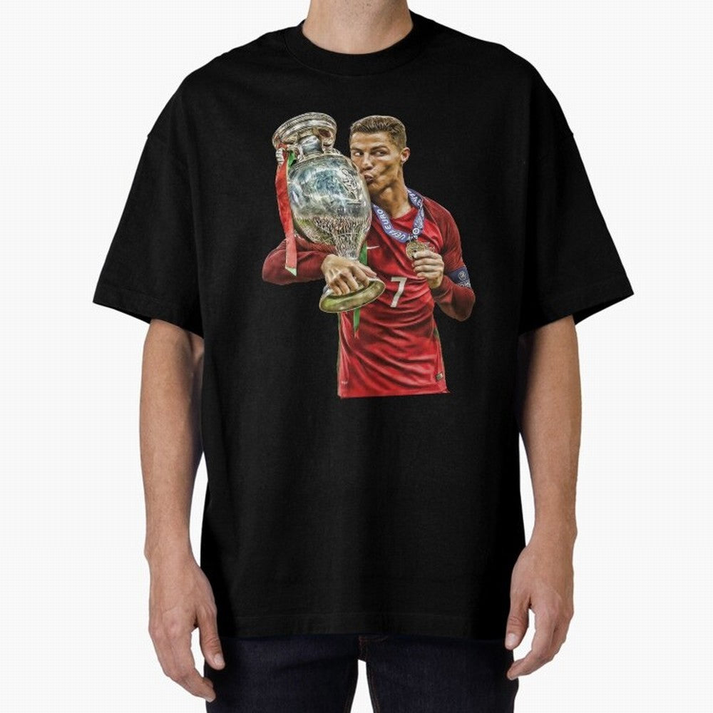 Cristiano Ronaldo Oversized T-Shirt Share FIFA World Cup 2026 Spirit, Featuring Argentina, France and Brazil, Neymar, Stadium Memories, Football Loyalty, International Chants and Championship Tradition; Great for Supporters Who Love Legendary