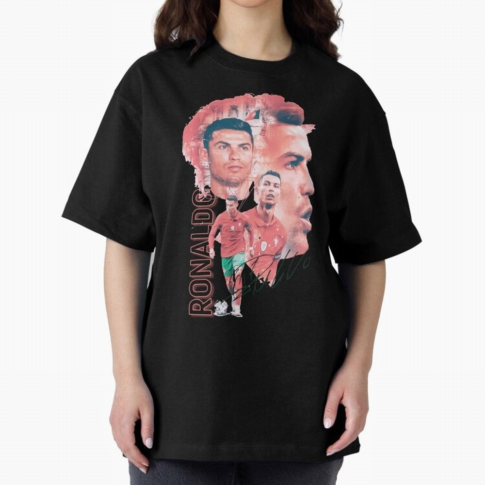 Cristiano Ronaldo Design Oversized T-Shirt Remember Iconic Moments from Global Football Passion for FIFA World Cup 2026, Capturing CR7, Brazil, Portugal and Argentina, Soccer Culture, Superstar Moments, National Team Dreams and Competitive Fire;