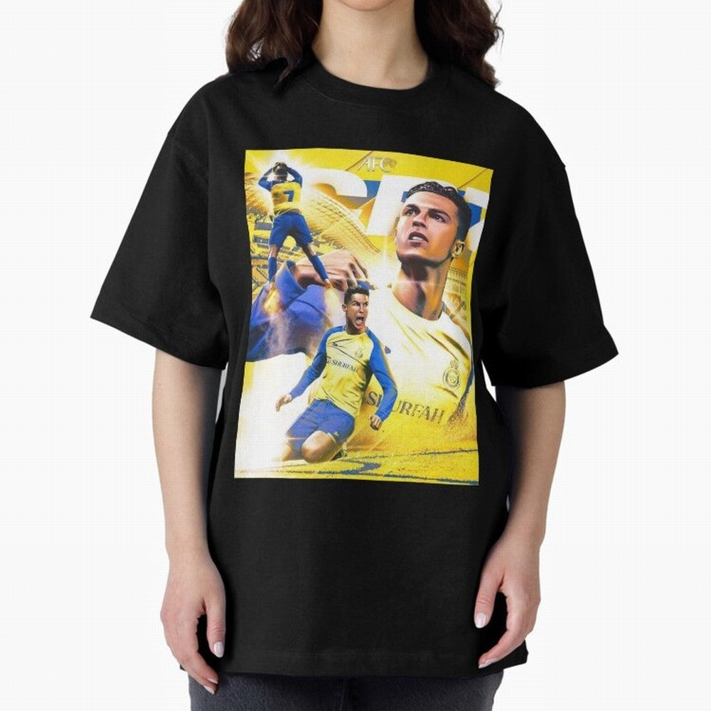 Cristiano Ronaldo Al-Nassr Football Club Oversized T-Shirt Represent FIFA World Cup 2026 Group Stage Featuring Cristiano Ronaldo, Argentina and Brazil Energy, Champion Mindset, Group Stage Buzz, Knockout Tension and Passionate Fan Culture; Ideal